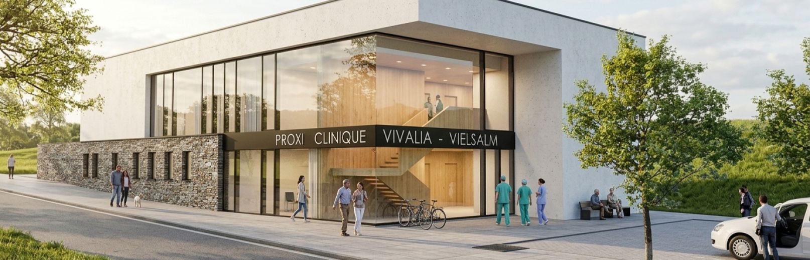 Illustration projet de construction proxi clinique Vivalia de Vielsalm